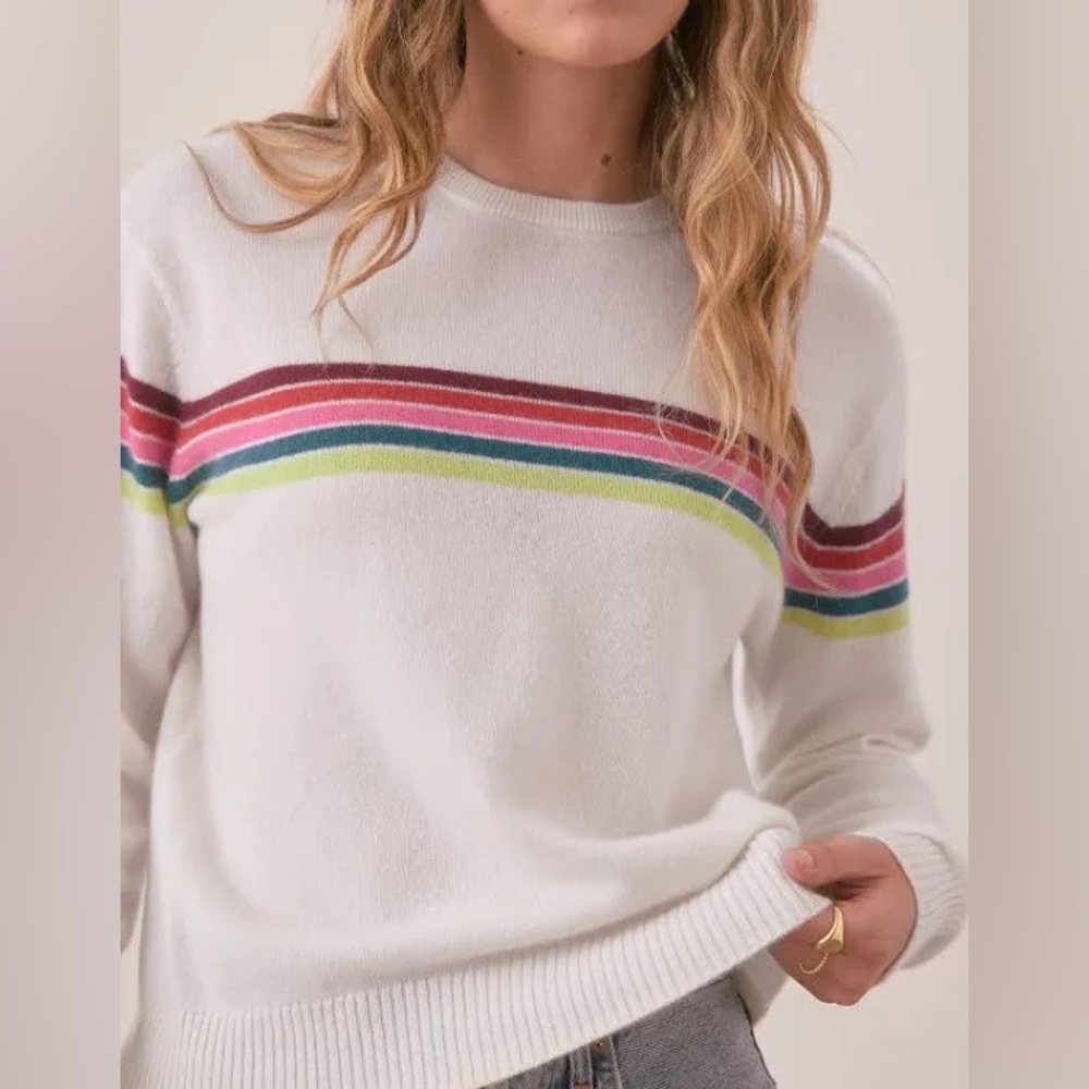 NWT Marine Layer 100% Cashmere Harper Sweater in Multi Stripe, XS - Picture 5 of 16